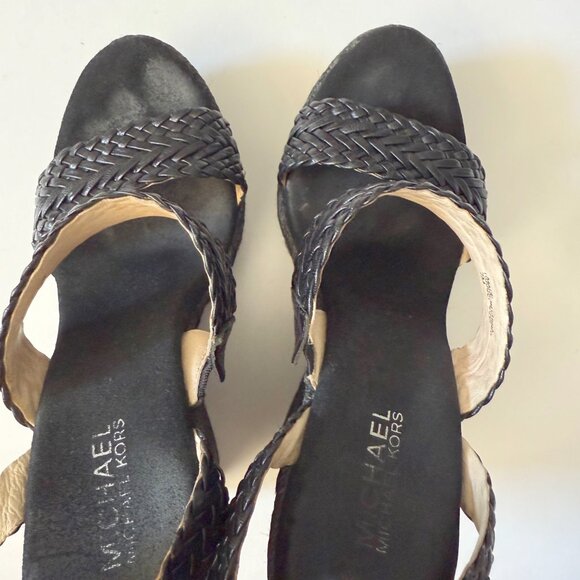 Michael Kors Black Woven Espadrille Wedges Size 7 - Picture 5 of 11